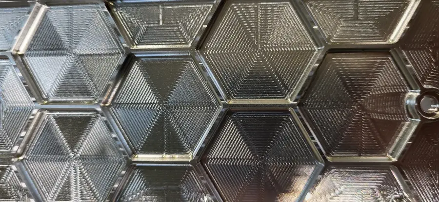 Hexagonal pattern vacuum forming tool machined in aluminium by Shape AS